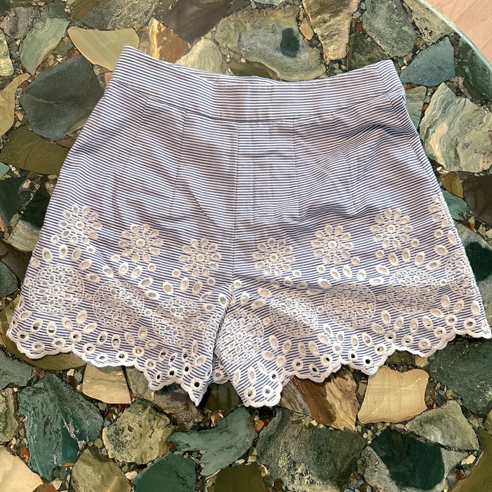 Club Monaco Blue and White Striped Summer Cotton Shorts